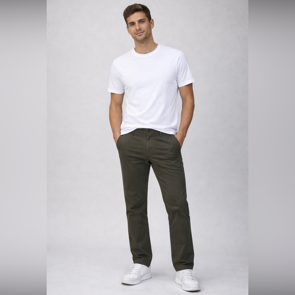 Kenneth Cole Men's Dark Olive Chinos